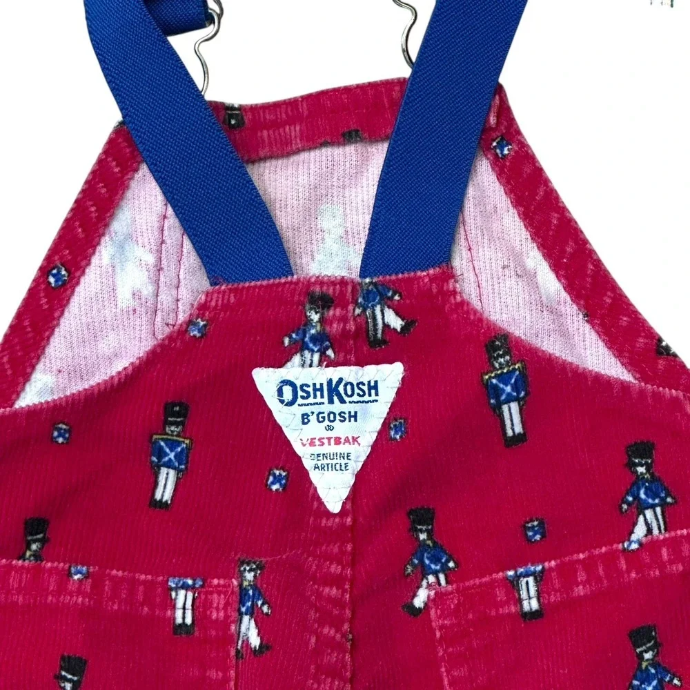 Vintage 6-9 months Oshkosh Vestbak Red Corduroy Christmas Toy Soldiers Overalls‎